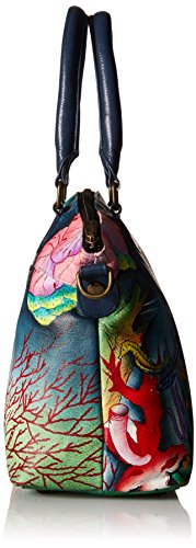Anuschka Hand-Painted Leather Medium Convertible Satchel | Top Handle Shoulder Bag/Purse | Ocean Treasures