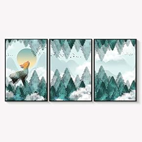 Framed Canvas Wall Art for Living Room, Bedroom Abstract Landscape Dream Place Canvas Prints for Home Decoration Ready to Hanging - 16"x24"x3 Panels