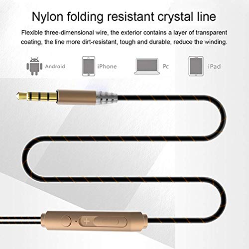 Dual Bass Speakers Earphones HiFi Headset Earbuds in-Ear Headphones Built in Microphone for Laptops, Desktop PC Computers, Samsung iPhone Mobile Phones and Other 3.5mm Jack Support Audio Devices EP801