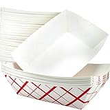 Heavy Duty, Grease Resistant 3 Lb Paper Food Trays 100 Pack. Durable, Coated Paperboard Basket Ideal for Festival, Carnival and Concession Stand Treats Like Hot Dogs, Ice Cream, Popcorn and Nachos.