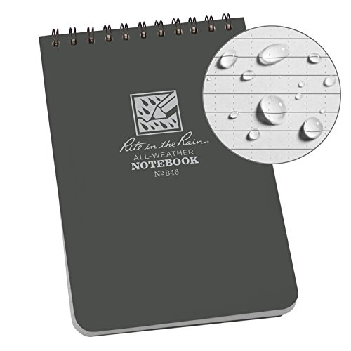 Rite in the Rain All-Weather Top-Spiral Notebook, 4" x 6", Gray Cover, Universal Pattern (No. 846)
