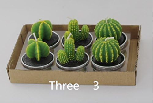 Youshe Pack of 6 Mini Green Succulent Plants Unscented Candliels for Home Decor Wedding Party Decoration, Smokeless Cactus Tealight Candle Holder (Mixed Patterns)