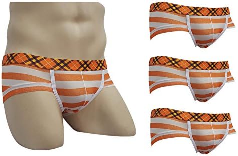 Men Transparent Ultra-thin Breathable Big Underwear Sexy Bikinis Briefs (Medium, 3Pack-Stripe)