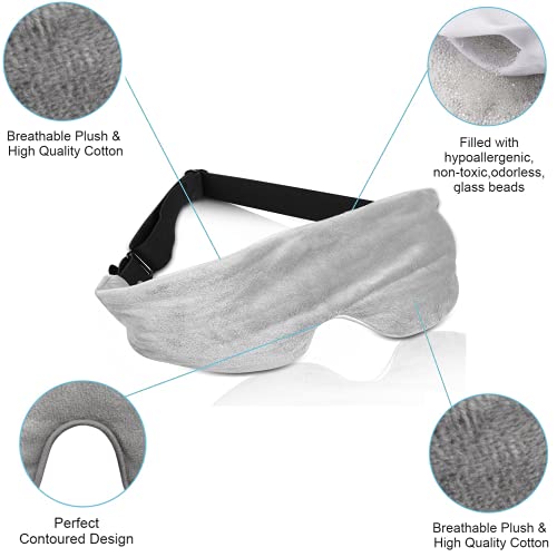 Silk Cooling Weighted Sleep Eye MaskRelief for Headache/Migraine Relief/Sinus Pain/Puffy Dry