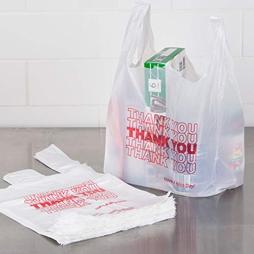 Red Thank You Plastic t-Shirt Bags - 308 pcs/case.