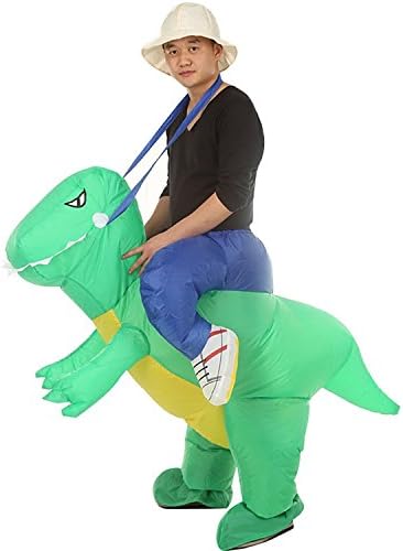 Inflatable Green Dinosaur T-REX Adult Fancy Dress Inflatable Rider Costume Riding Me Funny Suit Kids Adult (Adult)