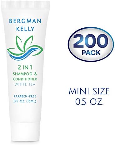 BERGMAN KELLY Travel Size Shampoo & Conditioner 2 in 1, Delight Your Guests with Revitalizing and Refreshing Shampoo Amenities, Quality Small Size Hotel Toiletries in Bulk
