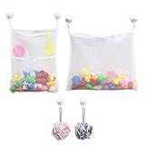 Freyry Bath Toy Organizer Storage - 2pcs Mesh Bathtub Toy Holder Bag Baby Strong Hook Suction Bath Toy Organizer for Kids 35x45cm