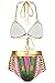Sundray Pink African Tribal Printed 2PCS Bikini Sets Metallic Cutout Beachwear for Women S