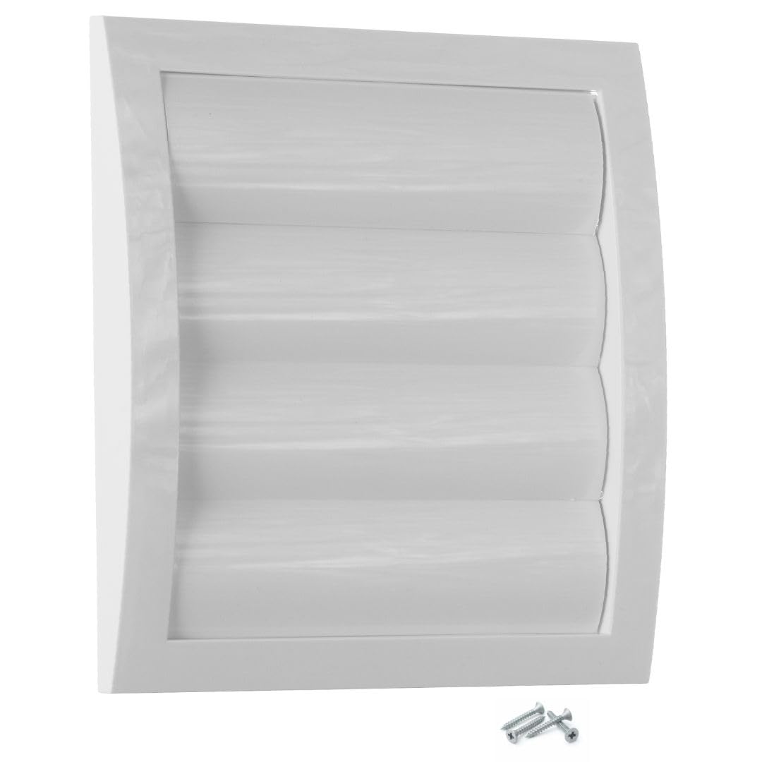 Steinberg14 White 125mm / 5'' Plastic Gravity Grille - Ducting Air Ventilation Cover with Round Spigot and Non-Return Gravity Shutters