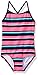 Kanu Surf Girls' Layla Beach Sport Banded 1 Piece Swimsuit, Bridget Pink/Navy Stripe, 5