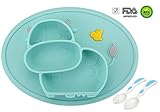 Baby Silicone Placemat, Non-Slip Feeding Plate for Toddlers Babies Kids with Strong Suction Fits Most Highchair Trays BPA-Free FDA Approved, Dishwasher and Microwave Safe