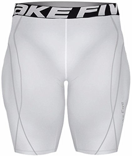 New 046 Skin Tights Compression Base Layer White Running Short Pants Mens (L)