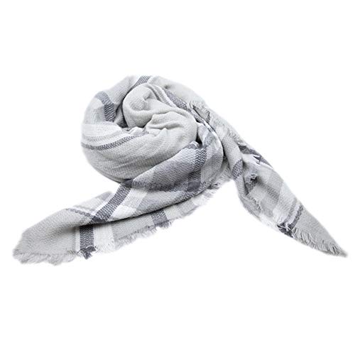 Oversize Scarf for women Winter Plaid Stole Blanket Wraps Shawl (White)