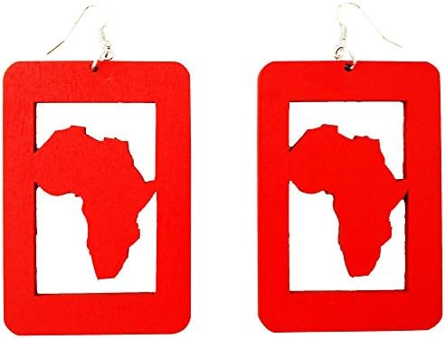 Africa Squared Earrings / Natural Hair / African American Woman Earring / Wood Jewelry