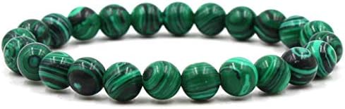 Durable 8 mm Matte Black Matt Stone Malachite Pair Bracelet Hand Cord Unisex Bracelet Jewellery Hot Gift for Women & Girls(None Malachite)