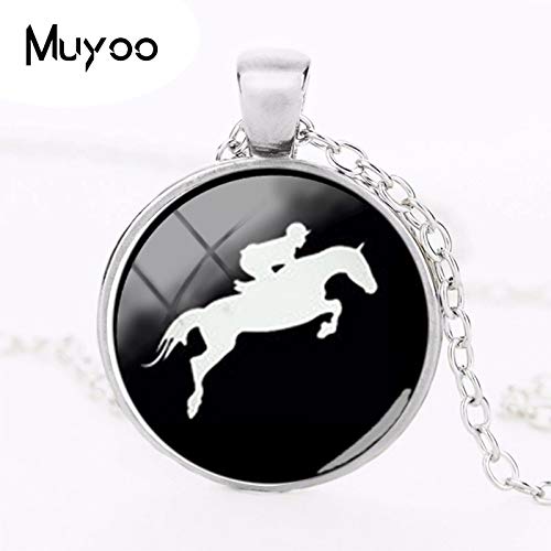 Davitu Pendant Necklaces - 2018 New I Love My Arabian Horse Pendant Equestrian Vaulting Club Necklace Silver Glass Art Picture Pendants Round Jewelry HZ1 - (Metal Color: 4, Main Stone Color: Silver)