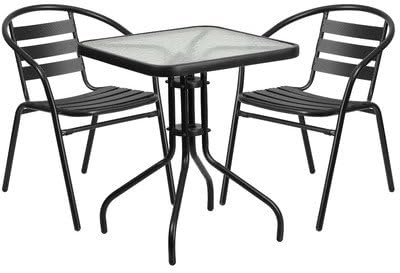 Outdoor Myron 3 Piece Bistro Set Square Glasstop (Table) 28.25'' H x 23.5'' W x 23.5'' L in.