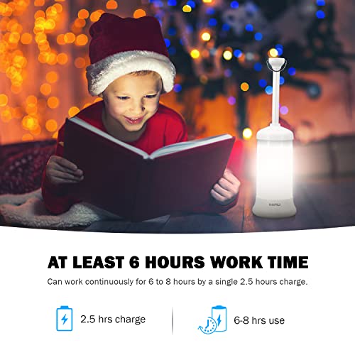 HAPILI Portable LED Camping Lantern Rechargeable Emergency Flashlight Multi-Functional Dimmable Table Lamp Color Changing Mood Lighting for Bedroom Night Light(White)