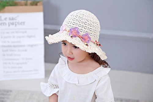 Children Kids Girl Floppy Sun Hat Wide Brim Baby Breathable Lace Cap Foldable Sunhat with Flower
