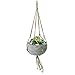 MyGift 4 x 7 Inch Industrial Urban Clay Hanging Round Pot with Knotted Rope Hanger