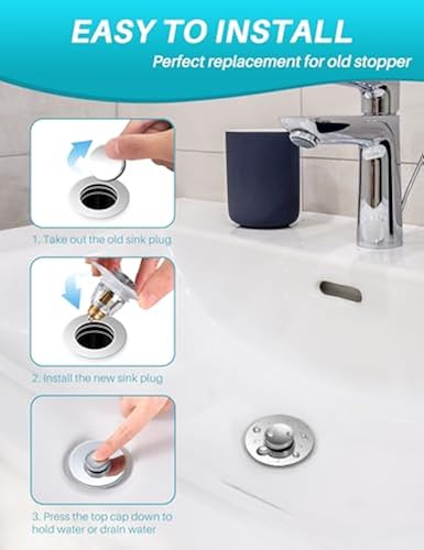 Universal Bathroom Sink Stopper, for Basin Pop Up Sink