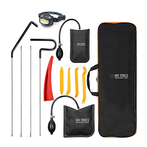 Professional Car Lockout Kit (13 pcs) Emergency Vehicle Door Unlock Tools with LED Light, Long