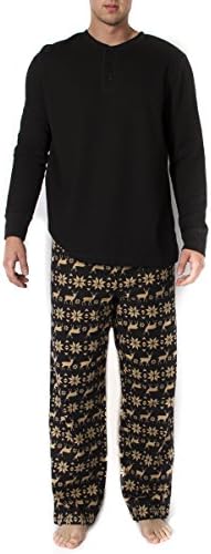 Mens 2pc Long Sleeve Pajama Set - Black (Medium)