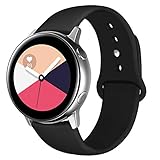 OenFoto Band Compatible Samsung Galaxy Watch 42mm/ Galaxy Watch Active/Gear Sport, 20mm Soft Silicone Replacement Wristband for Samsung Galaxy Smartwatch, Women Men, Black Small