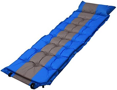Pantan Portable Self-Inflating Air Sleeping Pad, Outdoor Convenient Waterproof 2 inches Splicing Sleeping Mat with inflatable Pillow for Camping and Hiking (Blue, single)