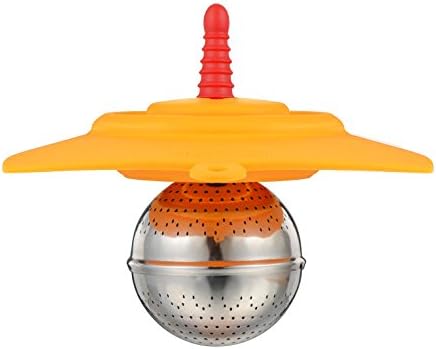 Hipo Design Height Adjustable Tea Ball Strainer- Foldable Silicone Q Cap alone as Coffee Dripper (orange)