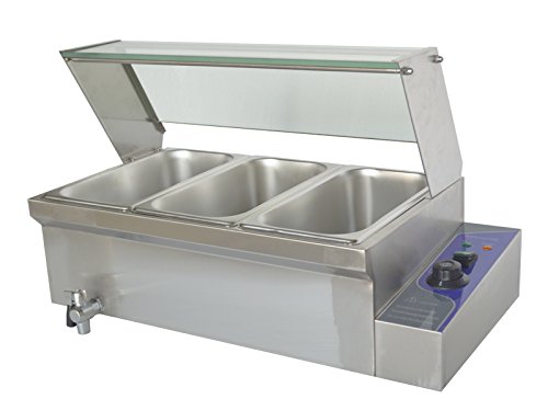 3-Pot Bain-Marie Food Warmer Steam Table 6''Pan Techtongda
