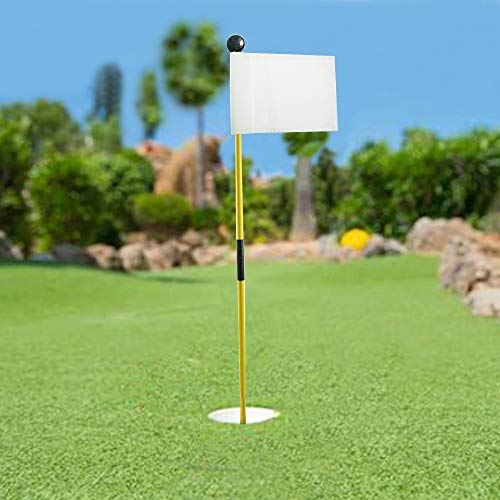 Kofull Detachable Backyard Practice Golf Hole Pole Cup Flag Stick, (3 Sets) Nylon Golf Putting Green Flagstick with Cup for Yard (3cups, 3flags and 3poles) (White) - Thumbnail 6