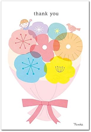 Amazon レトロモダンなポストカード 花束 Thank You おしゃれな絵葉書 ポストカード 絵柄付はがき 文房具 オフィス用品