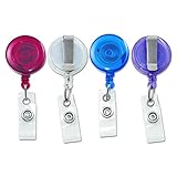 ADVANTUS Translucent Retractable ID Card Reel with Belt Clip, 30-Inch Extension, Pack of 4, Assorted Colors (75464)