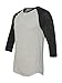Alternative Men's Raglan 3/4 Sleeve Henley Shirt, Oatmeal/Black, Large