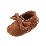 Voberry Baby Boys Girls Tassel Bow Soft Sole PU Leather Loafers Moccasin Sneakers (3~6 Month, Coffee)