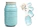 World Market Blue Ceramic Kitchen Mason Jar Measuring Cups and Spoons Set - 2-Piece Kitchenware - Stacking Cups and Measuring Spoons - Retro and Farmhouse Decor - For Liquid and Dry Ingredients