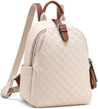Checkered Backpack Purse Women Plaid Backpack Leather Travel Work Bag Amazon.com: MININAI Checkered Aesthetic Backpack for Women  main image 4