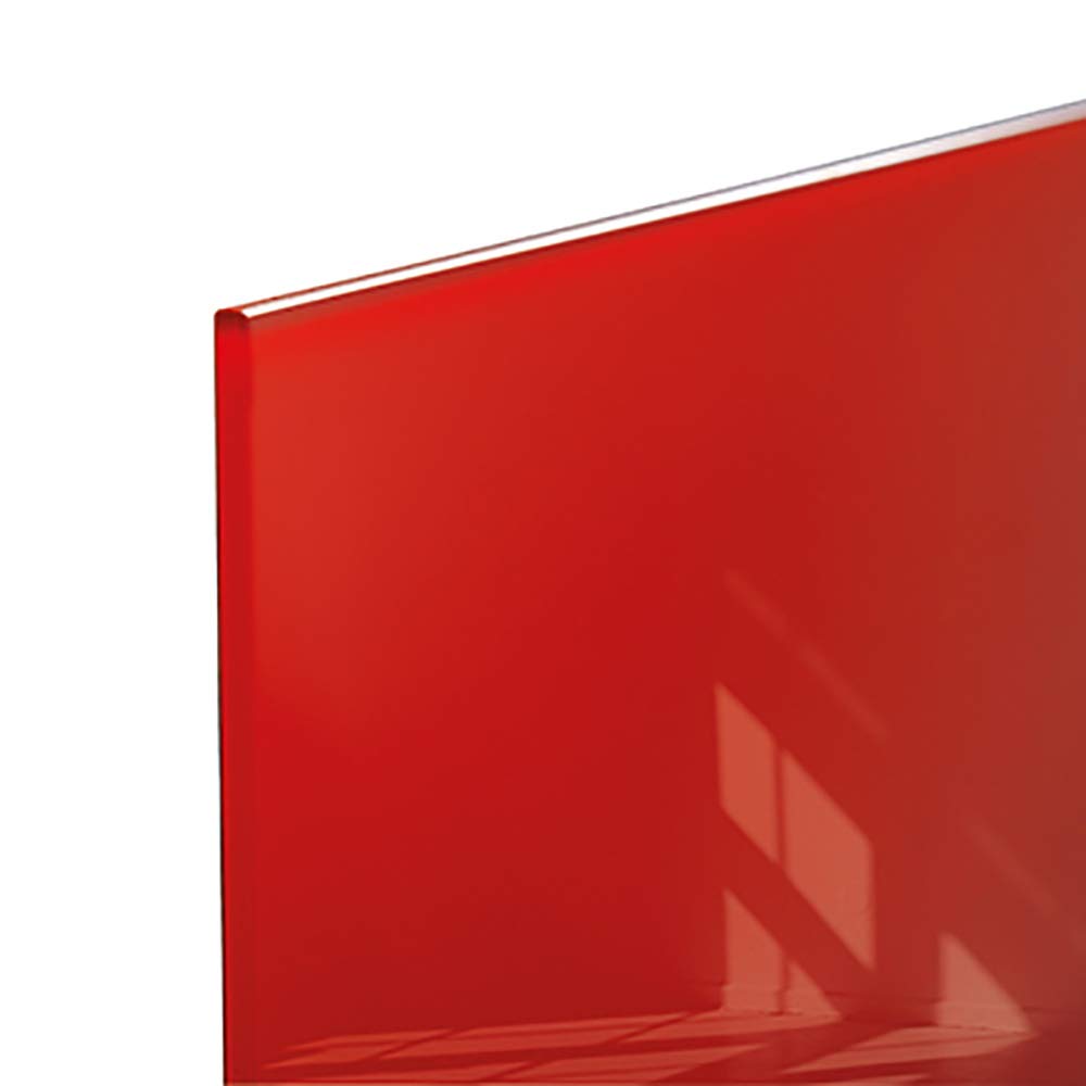SIGEL GL242 Premium Glass magnetic Board, glossy surface, 130 x 55 cm, easy mounting, Red - Artverum