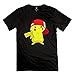Male Pokemon Pikachu Custom Retro Black T-Shirts By Mjensen