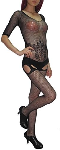 Womens Sexy Fishnet Open Crotch Body Stocking Bodysuit Nightwear Lingerie one size Black