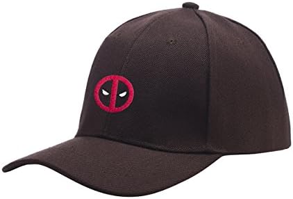 Hero Collection Marvel Deadpool Winter Pom Chocolate Brown Peaked Hat Embroidered Logo Adjustable Dad Cap