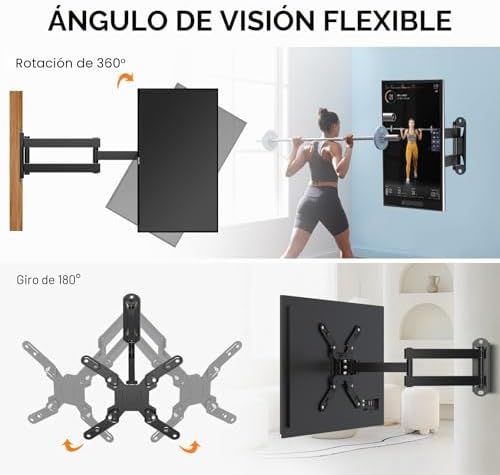 Soporte de Pared para TV, Soporte Giratorio para TV con Brazo articulado, extensión de inclinación y rotación para la mayoría de monitores LED, LCD y TVs de Plasma de 13-42 Pulgadas, hasta 20