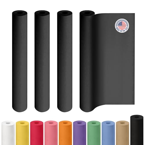 Black Paper Rolls 36" x 1200" (100 feet), Pack of 4 - USA-Made 50lb Thick Kraft…