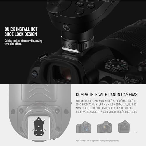 NEEWER Upgraded QPRO-C TTL Wireless Flash Trigger Compatible with Canon 1/8000s HSS Large Screen Slanted Design 5 Group 9 Customizable Functions for Q4 Q3 Z2 Z1 Z760 NW760 S101-300W PRO/400W PRO
