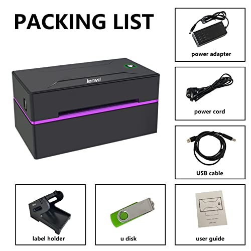LENVII 4 Inch Thermal Label Printer with Bluetooth Connectivity丨For Shipping Labels/Warehouse/Logistics/Ecommerce/Ocean Freight丨High Resolution丨Compatible with Etsy, Shopify，eBay(Excludes holders)