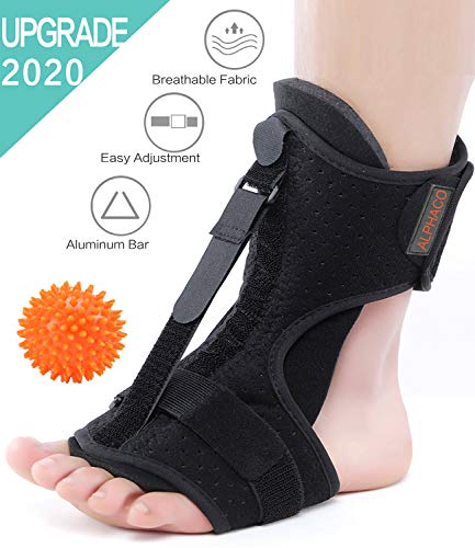 Plantar Fasciitis Night Splint Support Brace, Adjustable Dorsal Night Splints for Plantar Fasciitis, Heel, Ankle, Arch Foot Pain, Achilles Tendonitis Brace and Foot Massager Plantar Fasciitis Ball