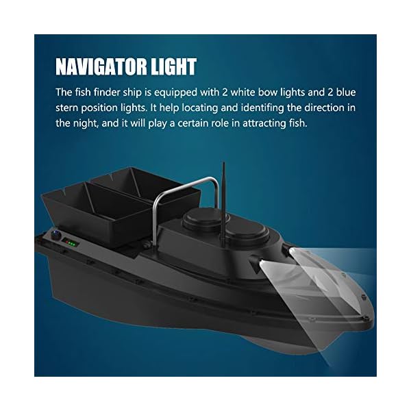 Angelköderboot, Dual Motor Fish Finder-Schiff, RC-Köderboot mit LED-Navigator-Licht, max Laden 1.5kg, RC-Entfernung 500m… – Bild 8