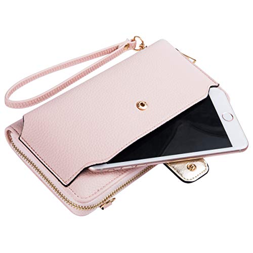 Heaye Wristlet Wallet Phone Bags for Women with Card Slots (Pink)